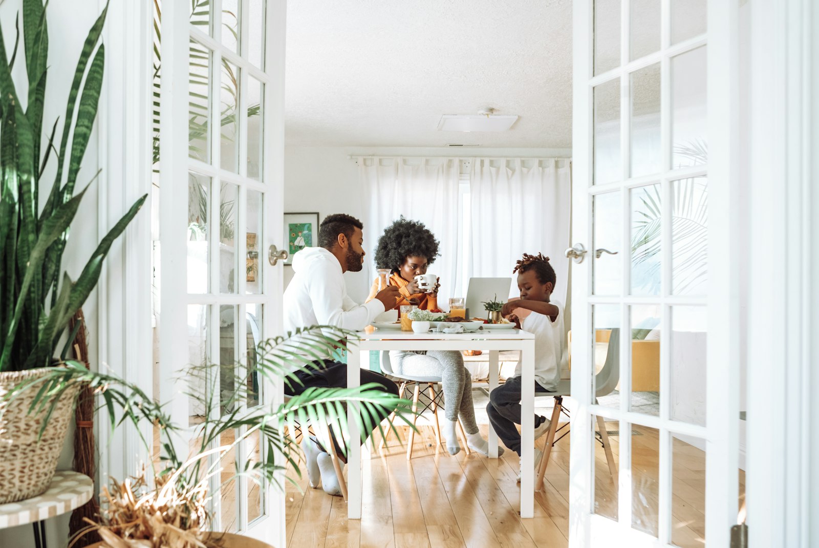 Happy family relaxing in a clean, pest-free home